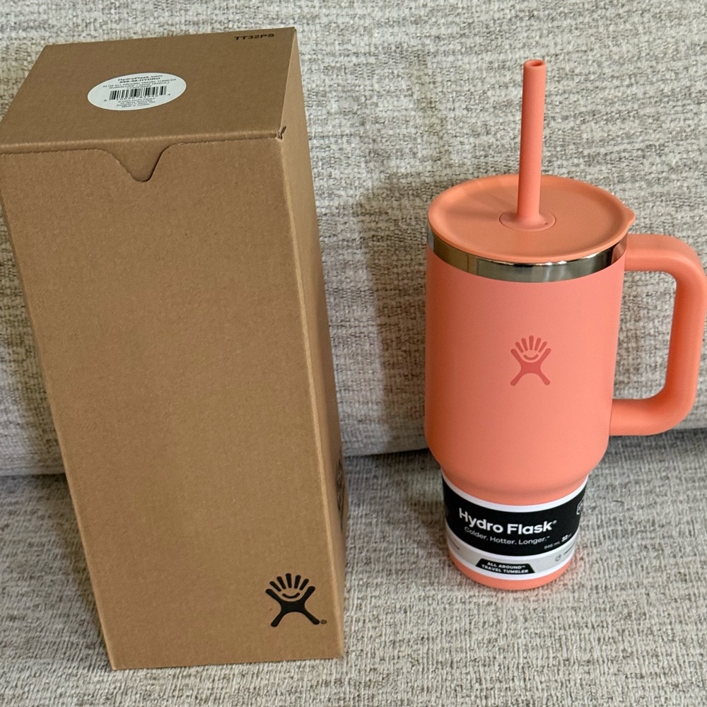 NEW w/ Box Straw Lid Hydro Flask 32 oz All Around Travel Tumbler Mug Sunglow T33 - Picture 8 of 9